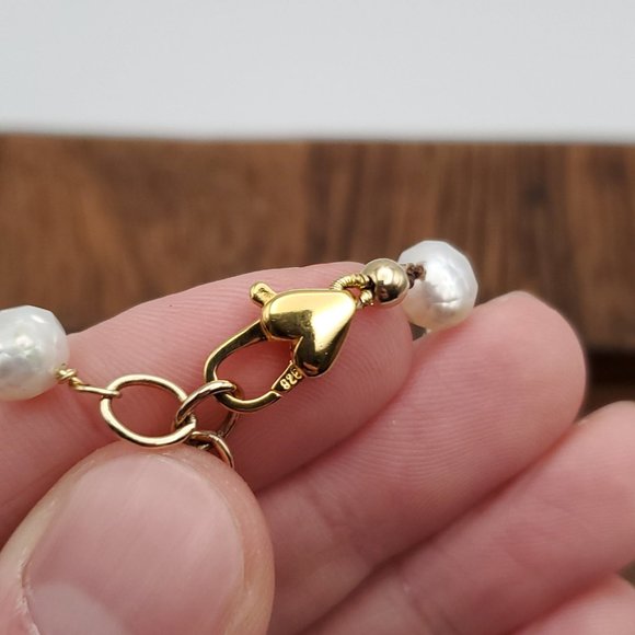 7 Inch 925 Sterling Silver & Cord Genuine Pearls Bracelet - Picture 4 of 6